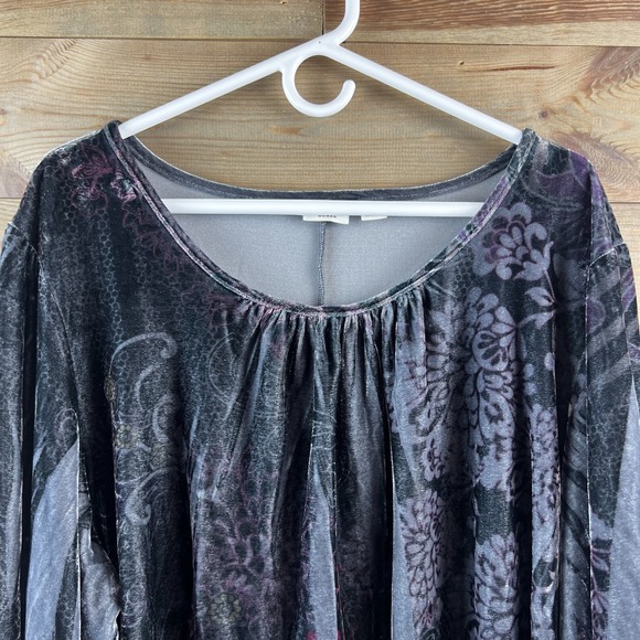 Cato Womens Shirt  Burnout Velvet  Whimsigoth Witchy Gothic Artsy Floral 22 24W - Picture 2 of 8